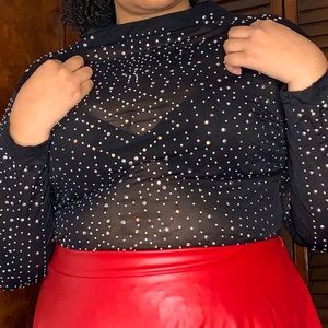 Rhinestone Mesh Top